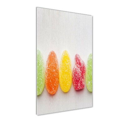 Cuadro de cristal moderno efecto brillo vertical Gomitas de colores