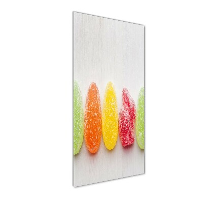 Cuadro de cristal moderno efecto brillo vertical Gomitas de colores