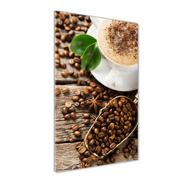 Cuadro decorativo en cristal con canto pulido vertical Café