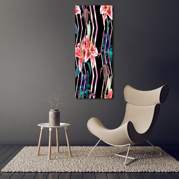 Cuadro de vidrio templado 4mm para pared vertical Fondo de lirios