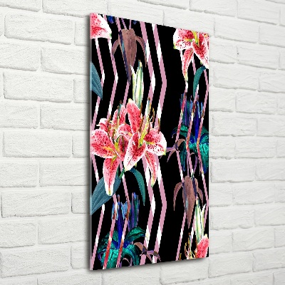 Cuadro de vidrio templado 4mm para pared vertical Fondo de lirios