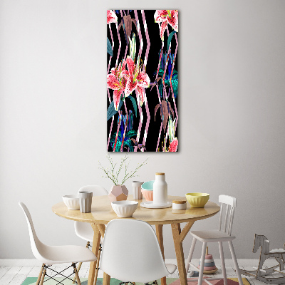 Cuadro de vidrio templado 4mm para pared vertical Fondo de lirios