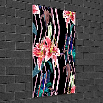 Foto obraz szkło hartowane pionowy Lilie tło
