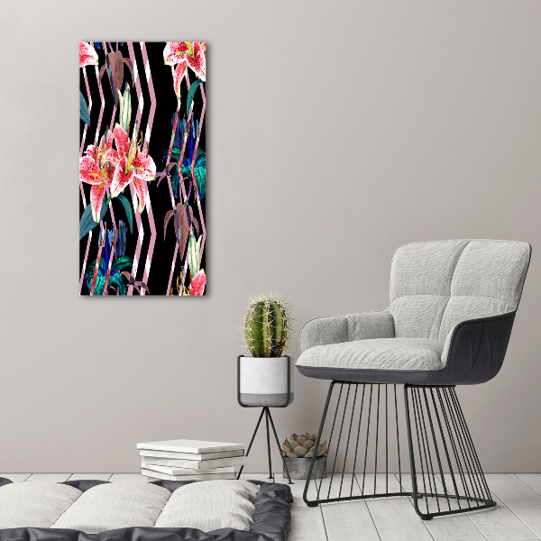 Cuadro de vidrio templado 4mm para pared vertical Fondo de lirios