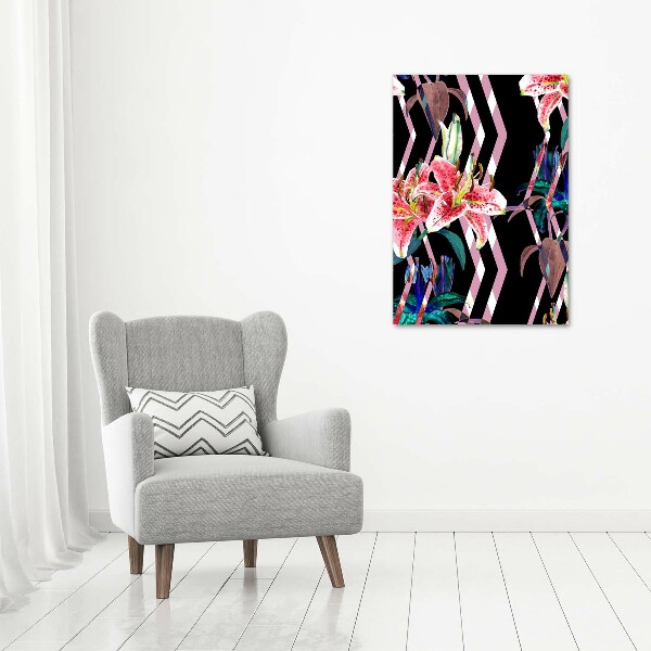 Cuadro de vidrio templado 4mm para pared vertical Fondo de lirios