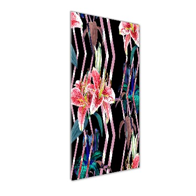 Cuadro de vidrio templado 4mm para pared vertical Fondo de lirios