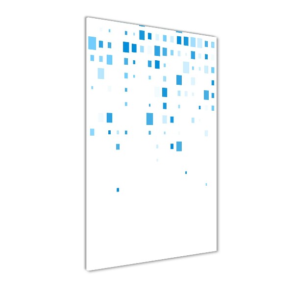 Cuadro decorativo en cristal con canto pulido vertical Cuadrados azules