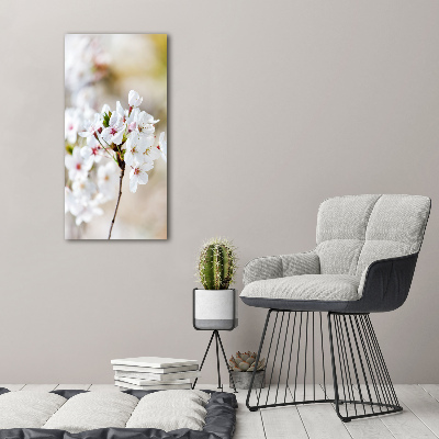 Fotocuadro de cristal elegante para hogar vertical flores de cerezo
