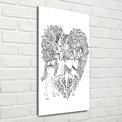 Fotocuadro de cristal elegante para hogar vertical Mujer y hombre