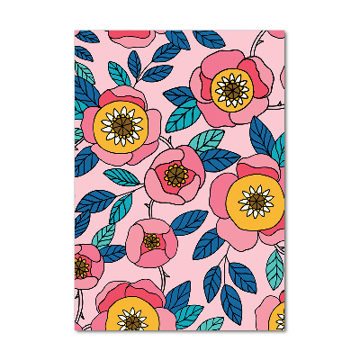 Cuadro de vidrio templado 4mm para pared vertical flores de colores