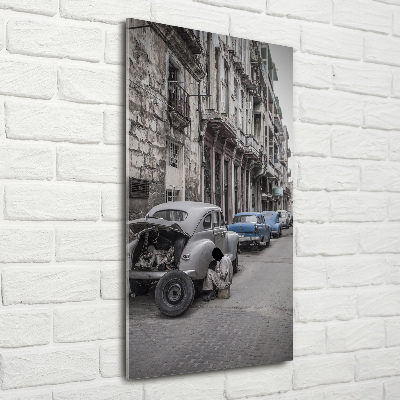 Nowoczesny szklany obraz ze zdjęcia pionowy Hawana