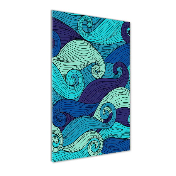 Cuadro de cristal moderno efecto brillo vertical Ondas abstractas