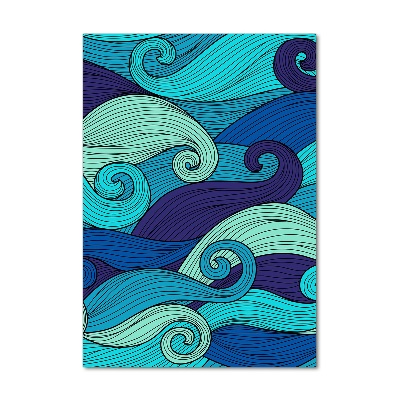 Cuadro de cristal moderno efecto brillo vertical Ondas abstractas