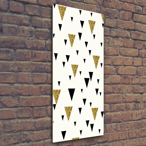 Cuadro decorativo en cristal con canto pulido vertical Fondo de triángulos