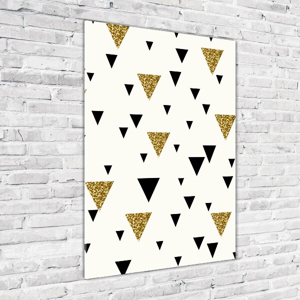 Cuadro decorativo en cristal con canto pulido vertical Fondo de triángulos