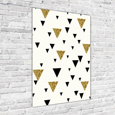 Cuadro decorativo en cristal con canto pulido vertical Fondo de triángulos