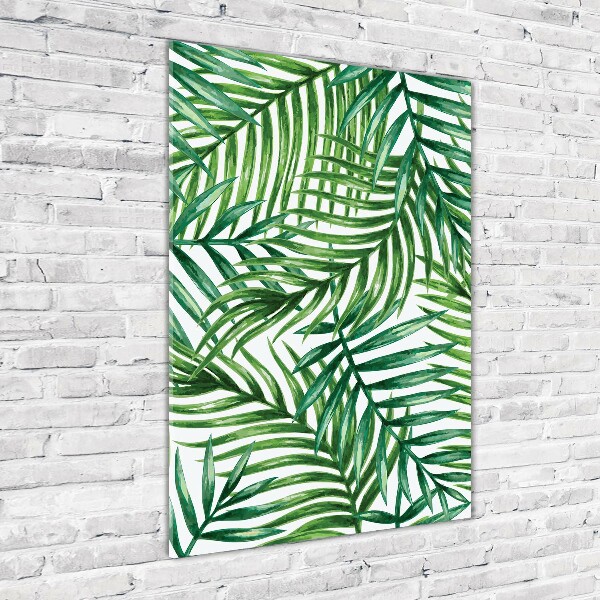 Cuadro de vidrio templado 4mm para pared vertical hojas de palma