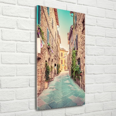 Cuadro de cristal moderno efecto brillo vertical calles italianas