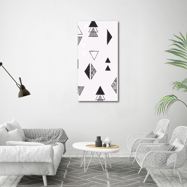 Fotocuadro de cristal elegante para hogar vertical Fondo de triángulos