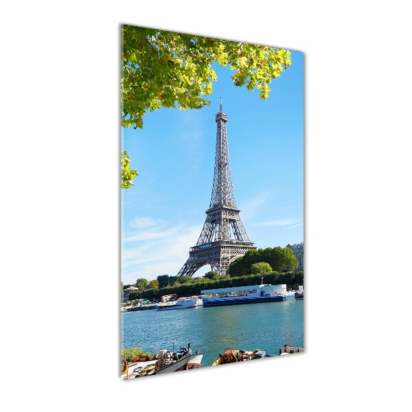 Cuadro decorativo en cristal con canto pulido vertical Torre Eiffel de París