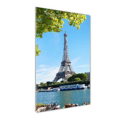 Cuadro decorativo en cristal con canto pulido vertical Torre Eiffel de París