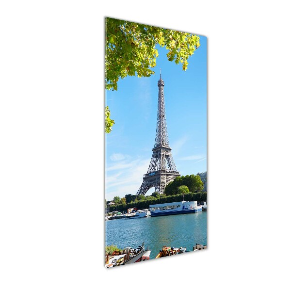 Cuadro decorativo en cristal con canto pulido vertical Torre Eiffel de París