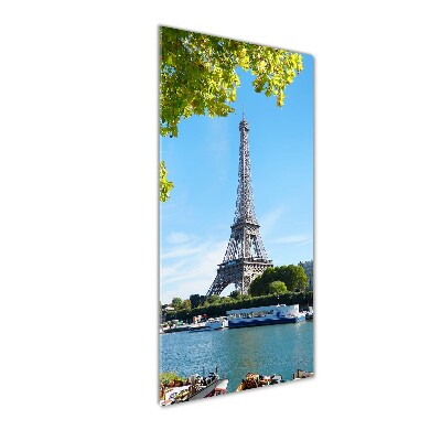 Cuadro decorativo en cristal con canto pulido vertical Torre Eiffel de París