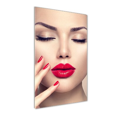 Cuadro de vidrio templado 4mm para pared vertical labios rojos