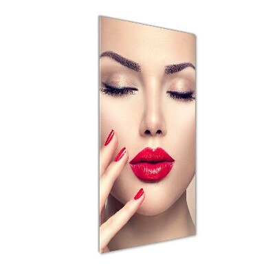 Cuadro de vidrio templado 4mm para pared vertical labios rojos