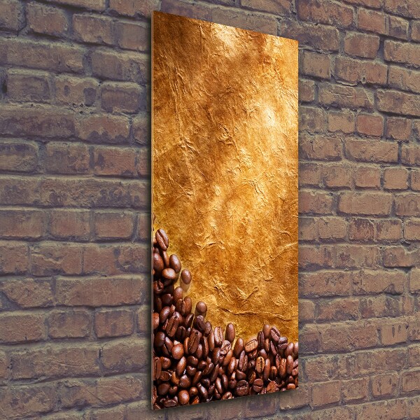 Cuadro decorativo en cristal con canto pulido vertical Granos de café