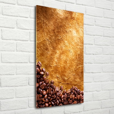 Cuadro decorativo en cristal con canto pulido vertical Granos de café