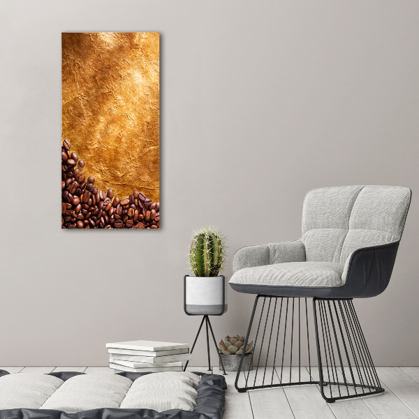 Cuadro decorativo en cristal con canto pulido vertical Granos de café