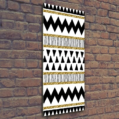 Cuadro decorativo en cristal con canto pulido vertical origen étnico