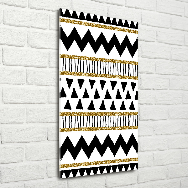 Cuadro decorativo en cristal con canto pulido vertical origen étnico