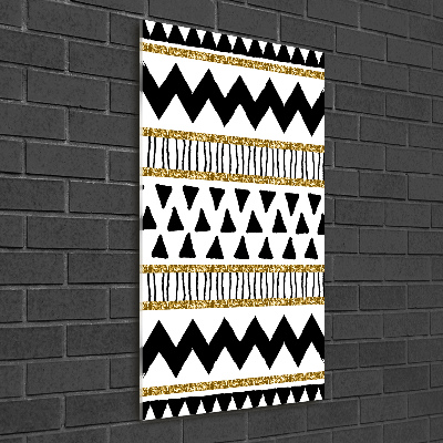 Cuadro decorativo en cristal con canto pulido vertical origen étnico