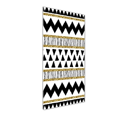 Cuadro decorativo en cristal con canto pulido vertical origen étnico