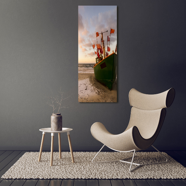 Fotocuadro de cristal elegante para hogar vertical Barco de pesca