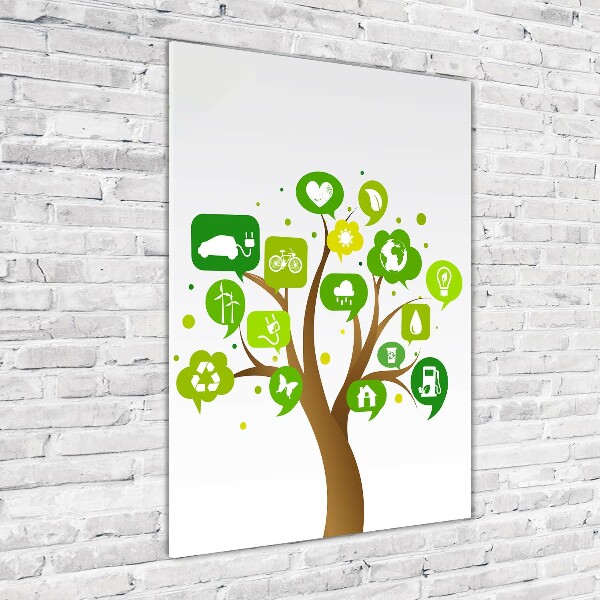 Cuadro de cristal moderno efecto brillo vertical Árbol ecológico