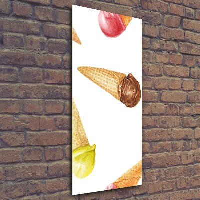 Fotocuadro de cristal elegante para hogar vertical Helado en cono de waffle