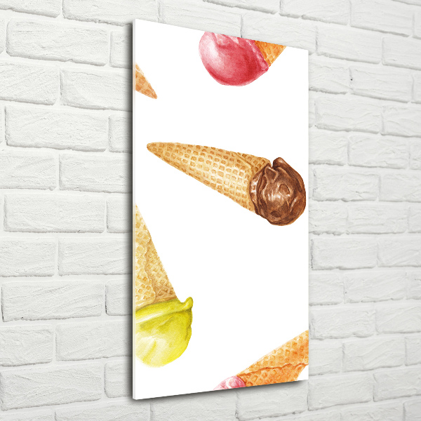 Fotocuadro de cristal elegante para hogar vertical Helado en cono de waffle