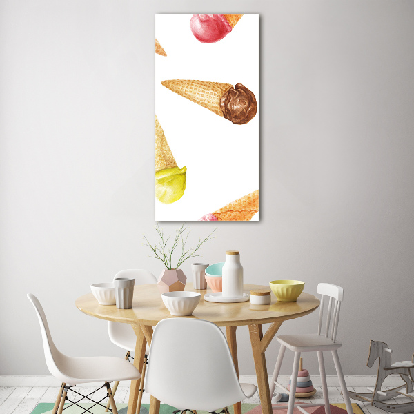 Fotocuadro de cristal elegante para hogar vertical Helado en cono de waffle