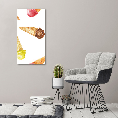Fotocuadro de cristal elegante para hogar vertical Helado en cono de waffle