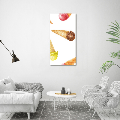 Fotocuadro de cristal elegante para hogar vertical Helado en cono de waffle