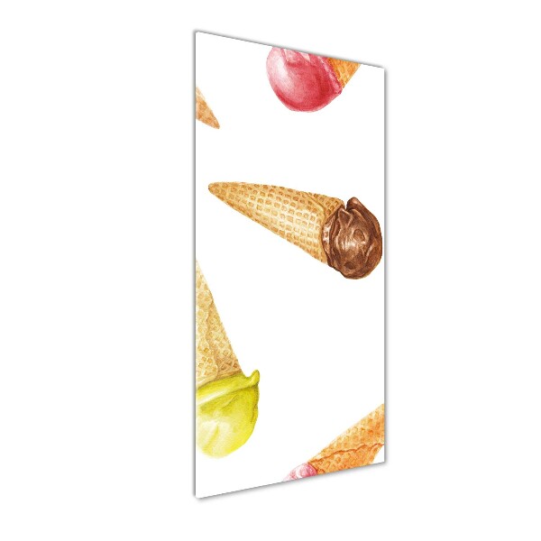 Fotocuadro de cristal elegante para hogar vertical Helado en cono de waffle