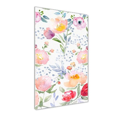 Cuadro de cristal moderno efecto brillo vertical Amapolas