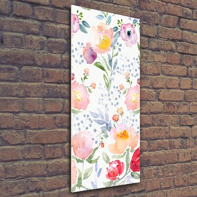 Cuadro de cristal moderno efecto brillo vertical Amapolas