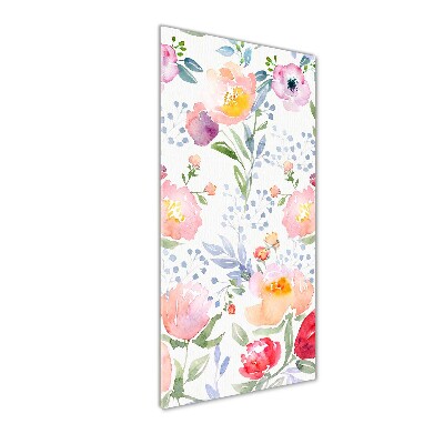 Cuadro de cristal moderno efecto brillo vertical Amapolas