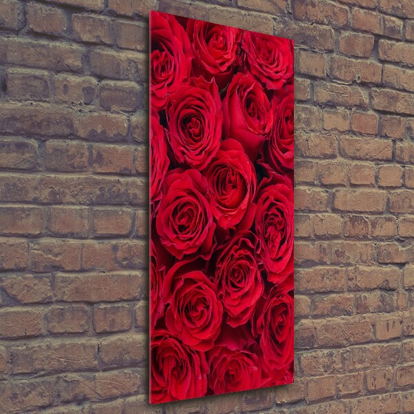 Cuadro de vidrio templado 4mm para pared vertical Rosa roja