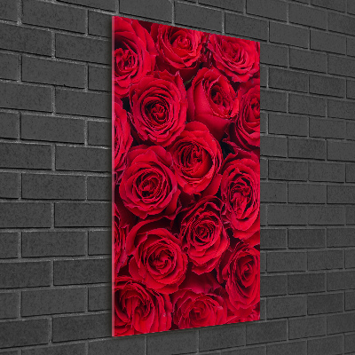 Cuadro de vidrio templado 4mm para pared vertical Rosa roja