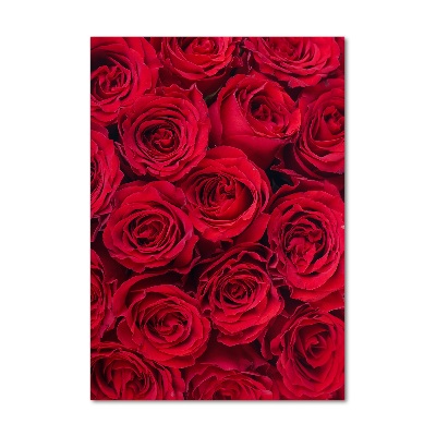 Cuadro de vidrio templado 4mm para pared vertical Rosa roja